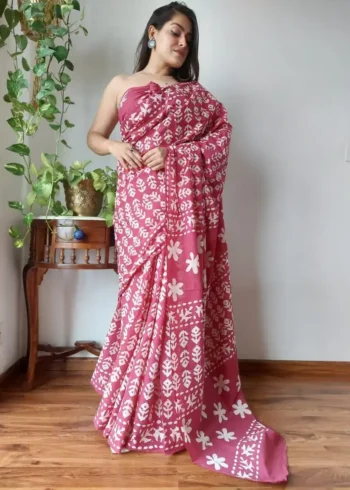 Batik Digital Prints Flowy Linen Silk Cotton Sarees