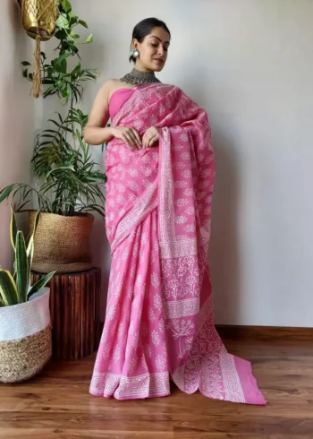 Batik Digital Prints Flowy Linen Silk Cotton Sarees