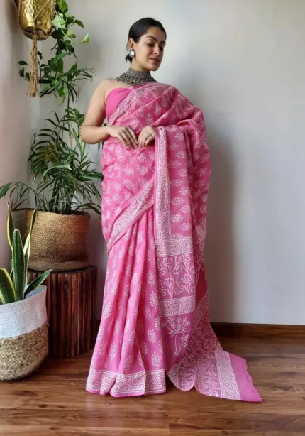 Batik Digital Prints Flowy Linen Silk Cotton Sarees