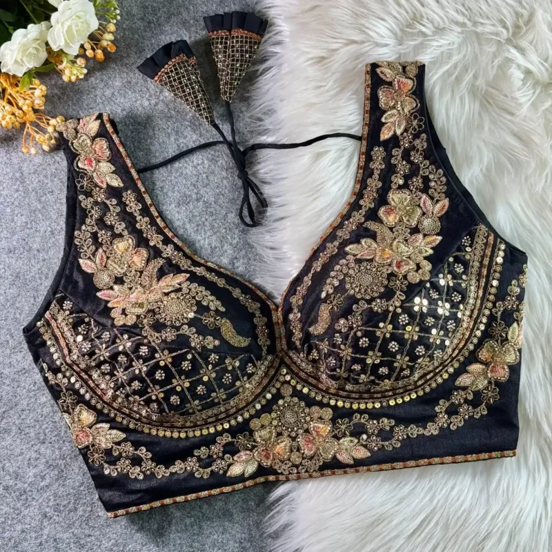 Beautiful Heavy Stars Beads Work Sabyasachi Neck Bridal Blouse