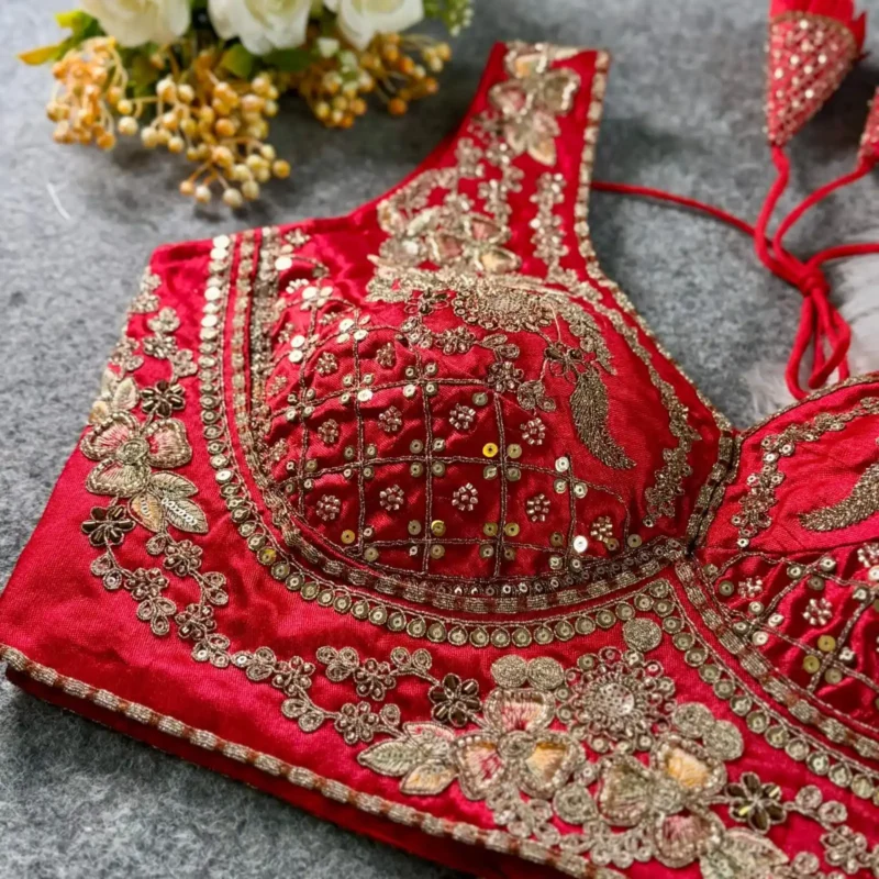 Beautiful Heavy Stars Beads Work Sabyasachi Neck Bridal Blouse