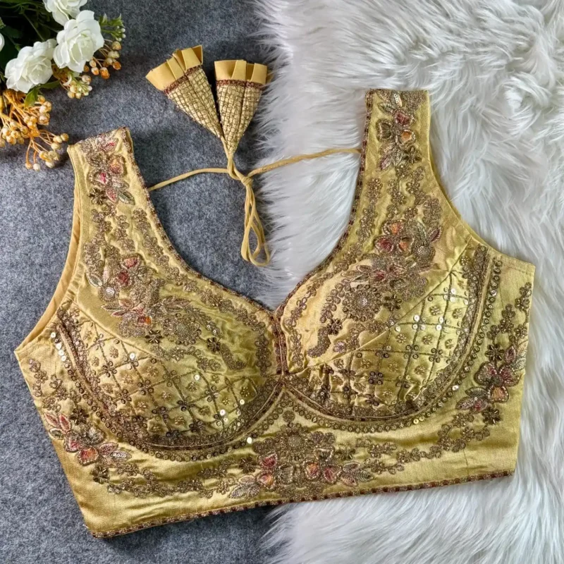 Beautiful Heavy Stars Beads Work Sabyasachi Neck Bridal Blouse