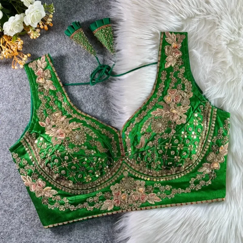 Beautiful Heavy Stars Beads Work Sabyasachi Neck Bridal Blouse