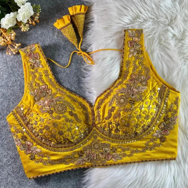 Beautiful Heavy Stars Beads Work Sabyasachi Neck Bridal Blouse