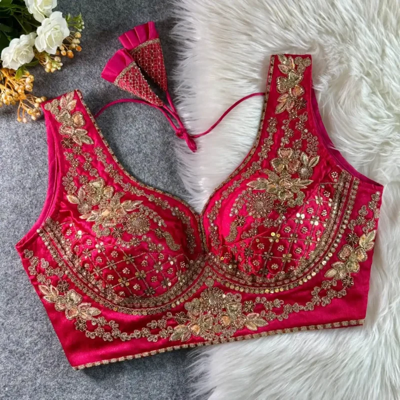 Beautiful Heavy Stars Beads Work Sabyasachi Neck Bridal Blouse