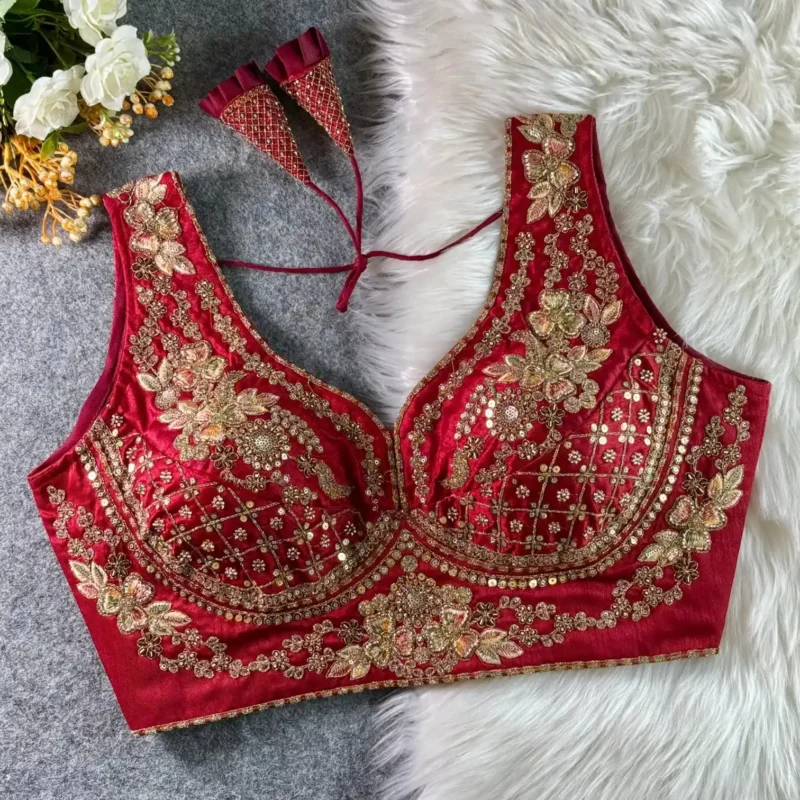 Beautiful Heavy Stars Beads Work Sabyasachi Neck Bridal Blouse