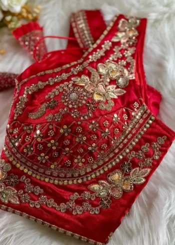 Beautiful Heavy Stars Beads Work Sabyasachi Neck Bridal Blouse
