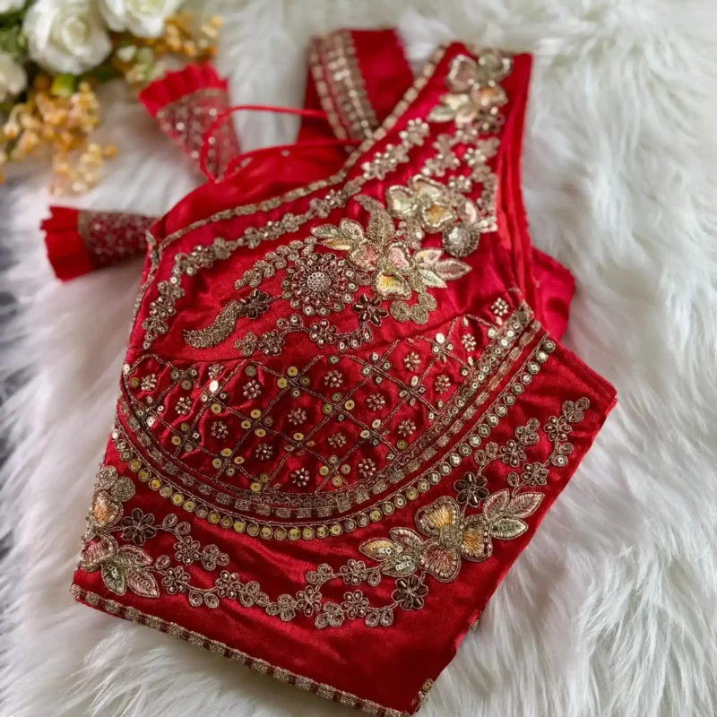Beautiful Heavy Stars Beads Work Sabyasachi Neck Bridal Blouse