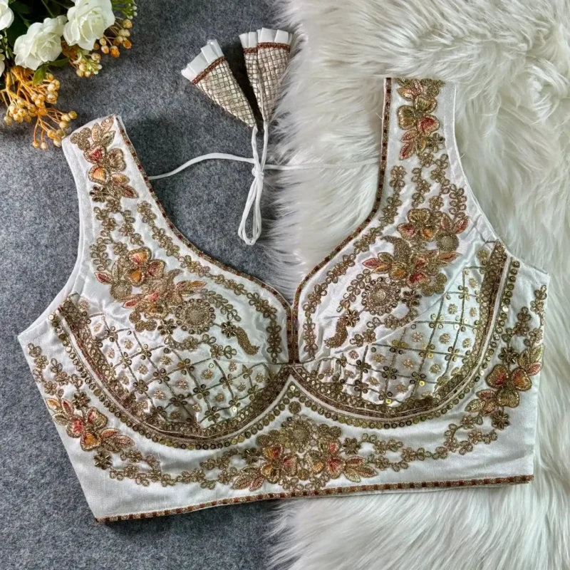Beautiful Heavy Stars Beads Work Sabyasachi Neck Bridal Blouse