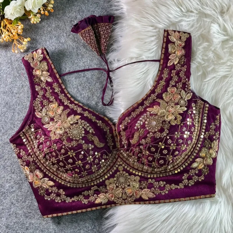 Beautiful Heavy Stars Beads Work Sabyasachi Neck Bridal Blouse