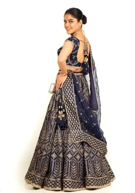 Blue Color Chapat Jari and Coding Dori Embroidery Work Party Wear Lehenga