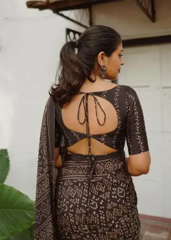 Bold Black Pure Linen Saree With Tassels