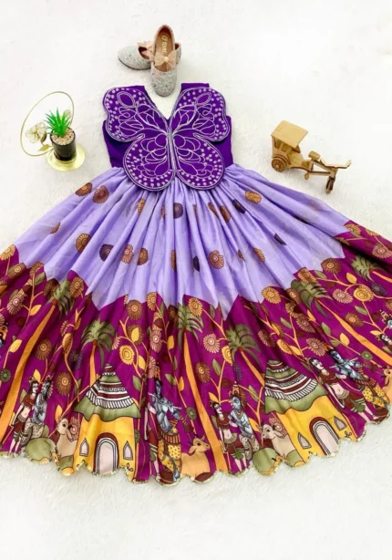 Butterfly Embroidery Patch Digital Printed Kids Gown