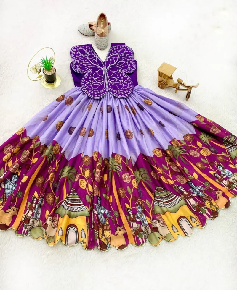 Butterfly Embroidery Patch Digital Printed Kids Gown