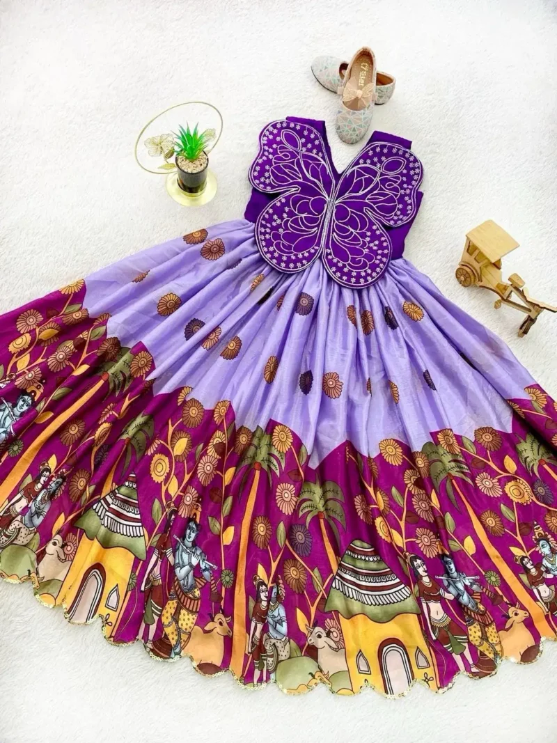 Butterfly Embroidery Patch Digital Printed Kids Gown