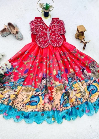 Butterfly Embroidery Patch Digital Printed Kids Gown