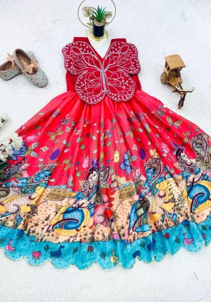 Butterfly Embroidery Patch Digital Printed Kids Gown