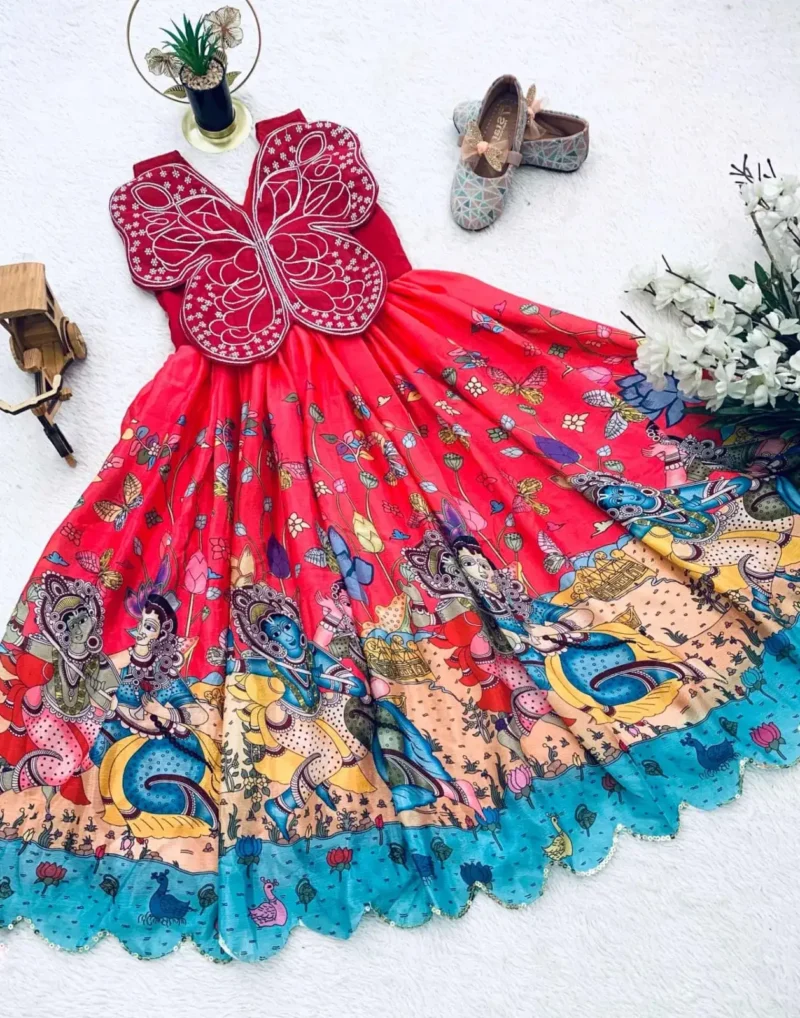 Butterfly Embroidery Patch Digital Printed Kids Gown