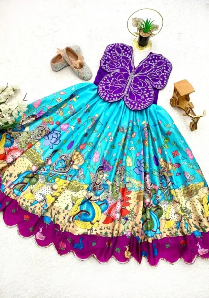 Butterfly Embroidery Patch Digital Printed Kids Gown