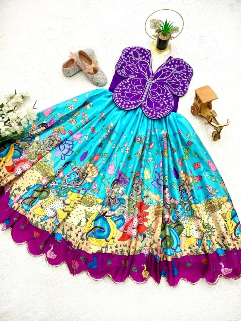 Butterfly Embroidery Patch Digital Printed Kids Gown