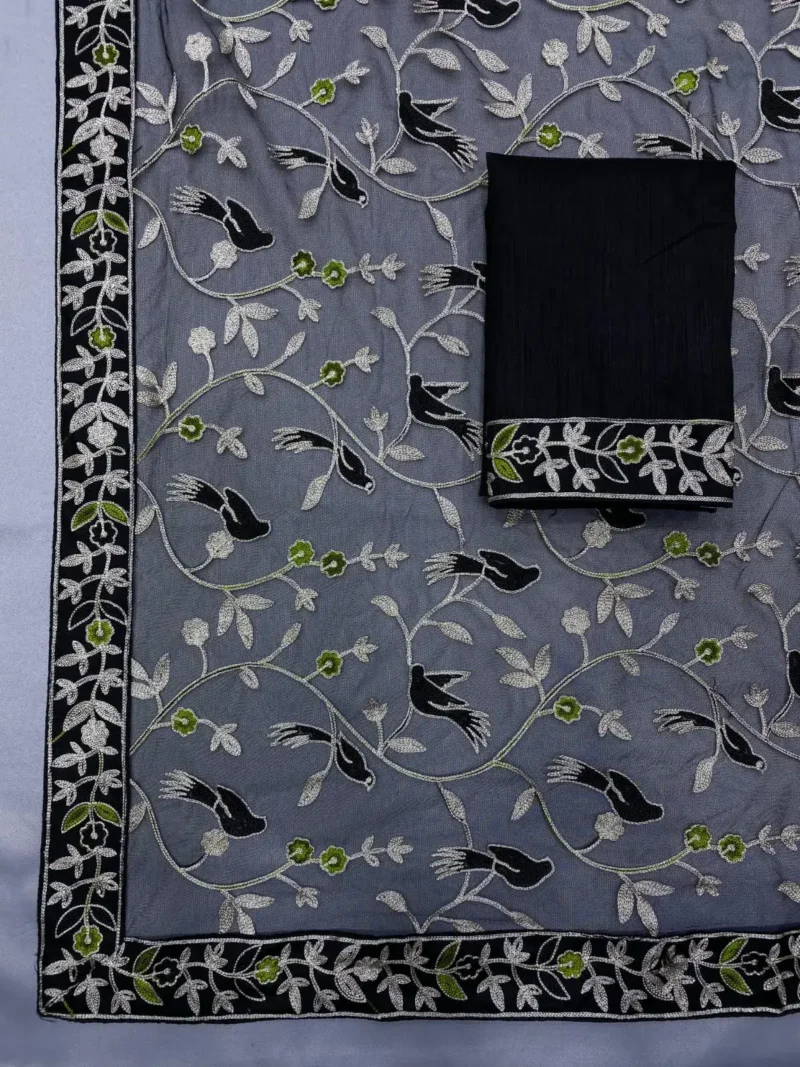 Chikankari Embroidery Work Soft Net Partywear Saree