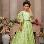 Chinon Silk Embroidery Work Stylish Kids Partywear Lehenga