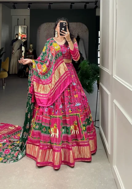 Digital Print With Lagadi Patta Gaji Silk Traditional Lehenga Choli