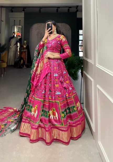 Digital Print With Lagadi Patta Gaji Silk Traditional Lehenga Choli