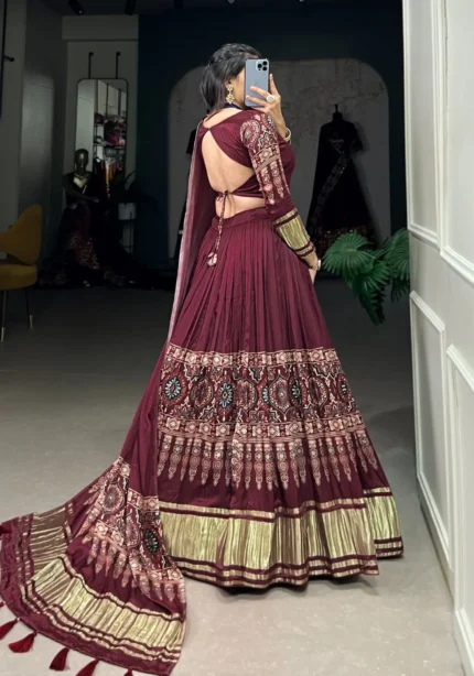 Digital Print With Lagadi Patta Gaji Silk Traditional Lehenga Choli