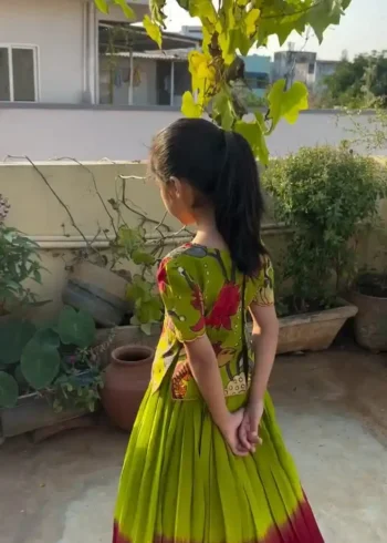 Digital Printed Kediya Style Kids Lehenga Choli