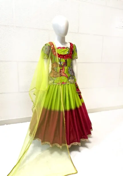 Digital Printed Kediya Style Kids Lehenga Choli