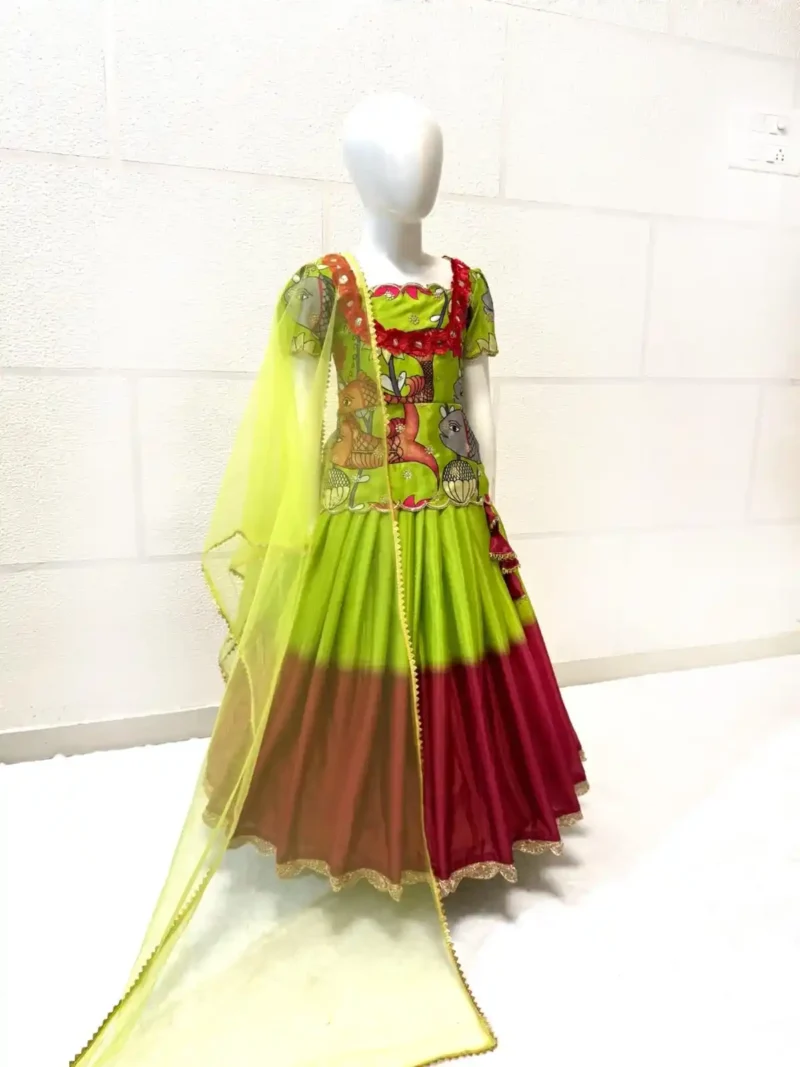 Digital Printed Kediya Style Kids Lehenga Choli
