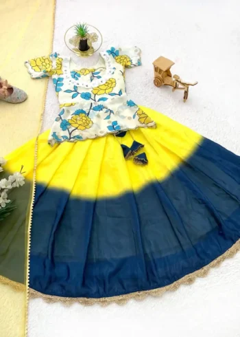Digital Printed Kediya Style Kids Lehenga Choli