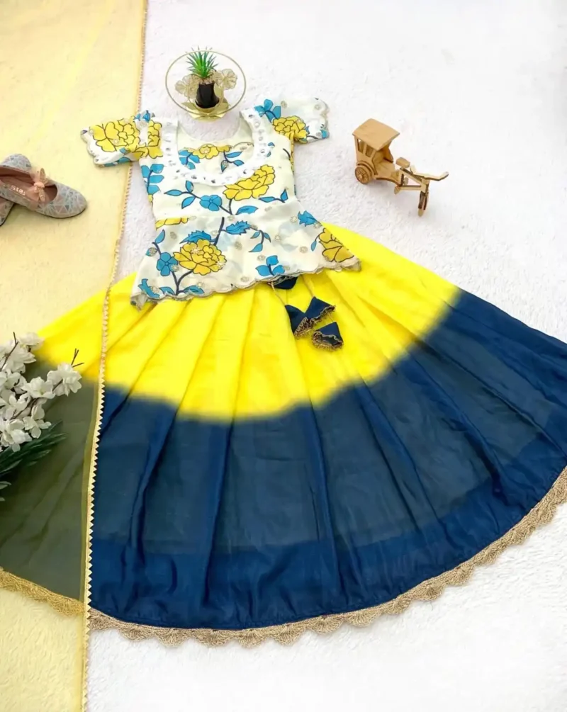 Digital Printed Kediya Style Kids Lehenga Choli