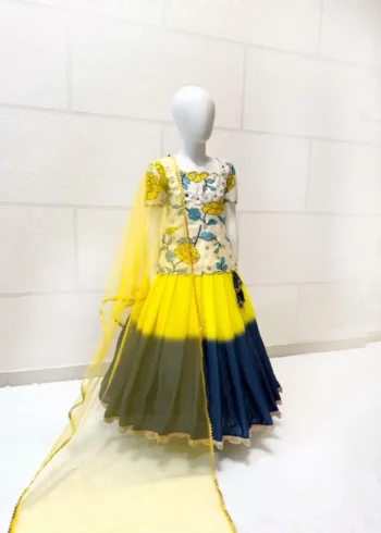Digital Printed Kediya Style Kids Lehenga Choli
