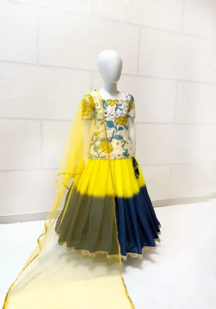 Digital Printed Kediya Style Kids Lehenga Choli