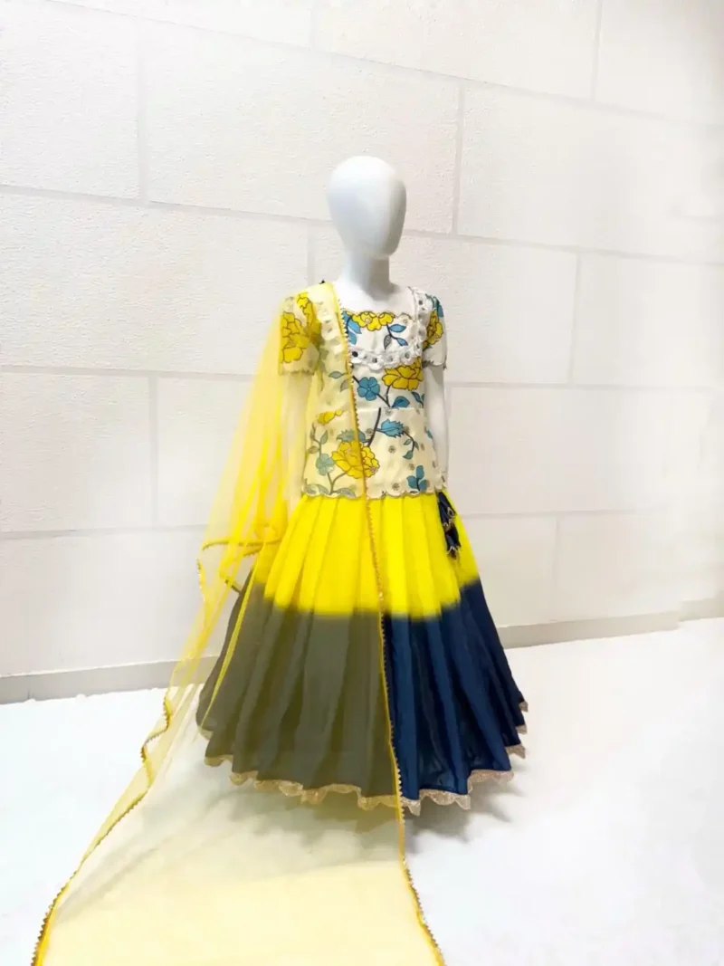 Digital Printed Kediya Style Kids Lehenga Choli