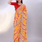Digital Printed Sequin Embroidery With Cut Work Georgette Saree