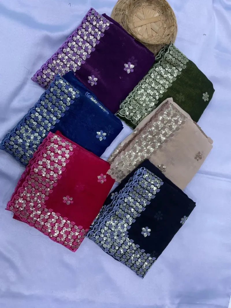 Digital Printed Sequin Embroidery With Cut Work Gold Tussar Saree