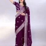 Digital Printed Sequin Embroidery With Cut Work Gold Tussar Saree