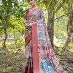 Elegant Pink Premium Tussar Silk Saree