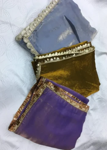 Fendy Silk Cocktail Party Wear Saree With Fancy Lace Border