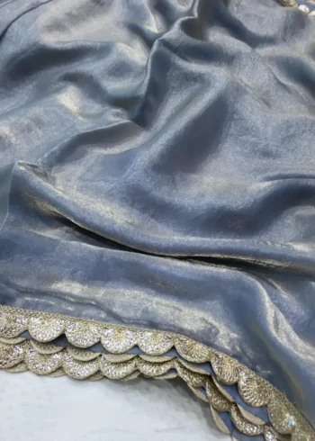 Fendy Silk Cocktail Party Wear Saree With Fancy Lace Border