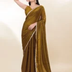 Fendy Silk Cocktail Party Wear Saree With Fancy Lace Border