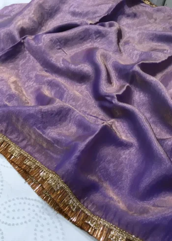 Fendy Silk Cocktail Party Wear Saree With Fancy Lace Border