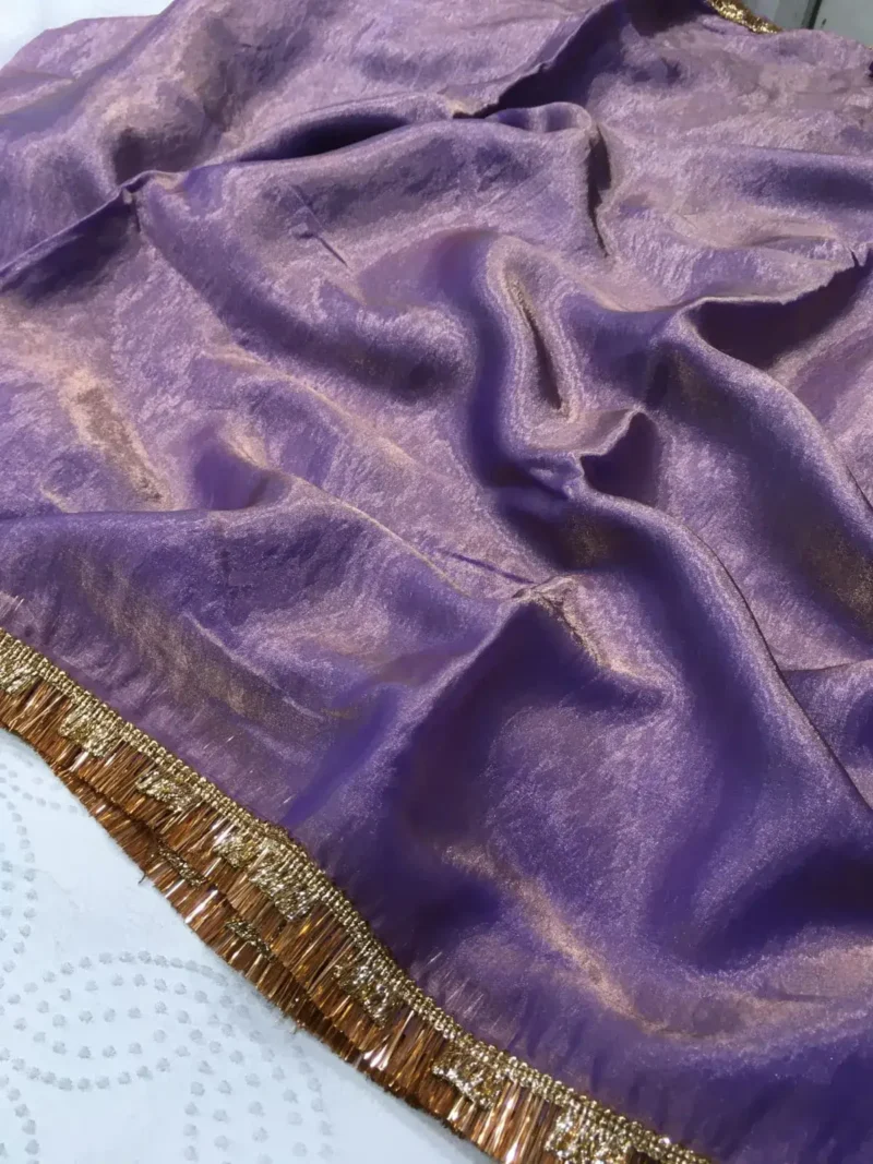 Fendy Silk Cocktail Party Wear Saree With Fancy Lace Border