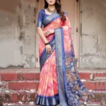 Fiery Pink Ombre Tie Dye Effect Tussar Silk Saree