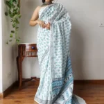 Flowy Linen Silk Cotton Sarees With All Over Batik Digital Prints