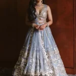 Grey Color Jari With Paper Mirror Embroidery Work Party Wear Lehenga Choli