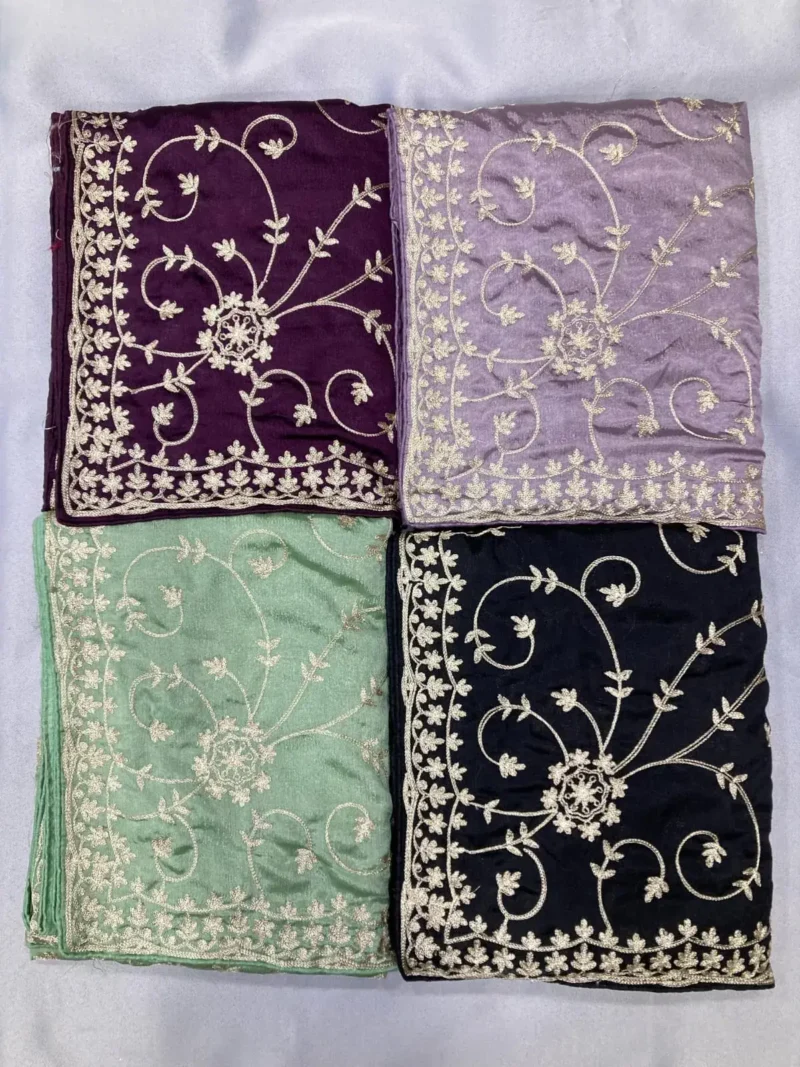 Kashmiri Work Designer Party Wear Chinon Silk Saree